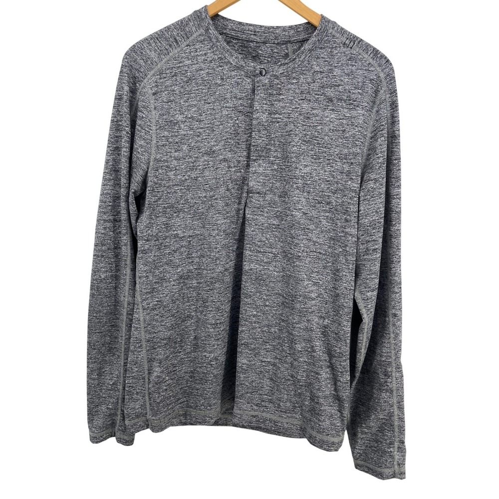 Lululemon Surge Long Sleeve Henley Heathered Gray Mens L